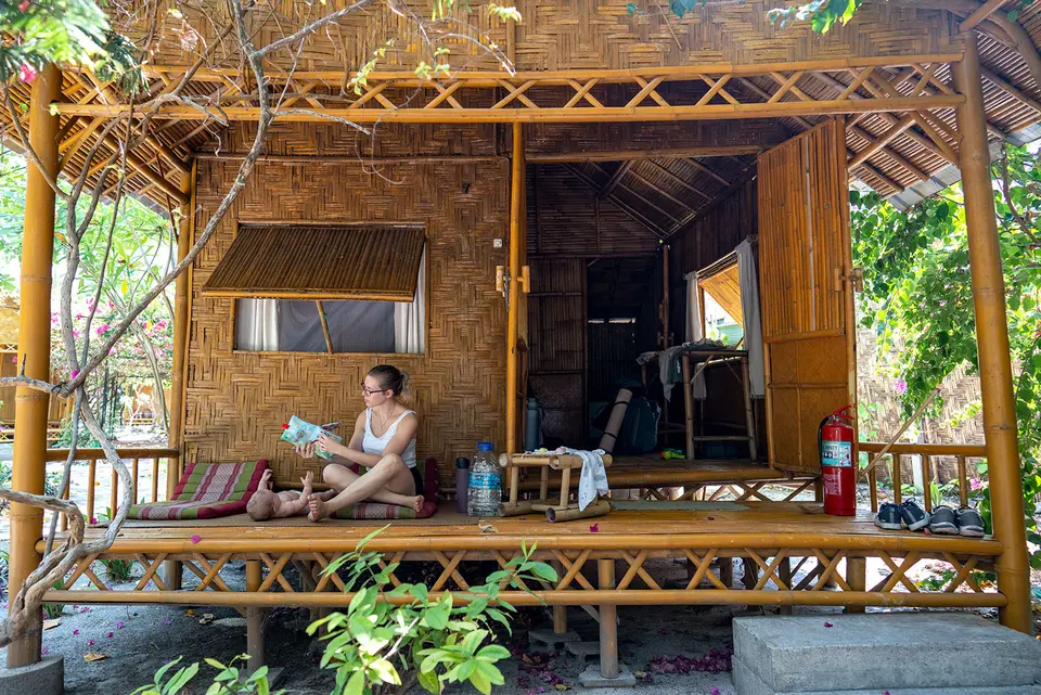 Unsere erste Unterkunft war ein einfaches Bambus-Häuschen am Pattaya Beach.